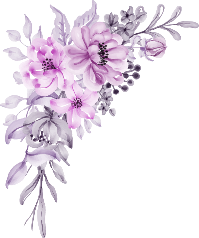 Flower Arrangement of Flower Purple Watercolor Illustration for Card